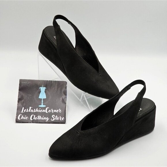 Eileen Fisher Womens Black Nubuck Leather Devi Tumbled Slingback Shoes Sz 6 2917 - Picture 11 of 16